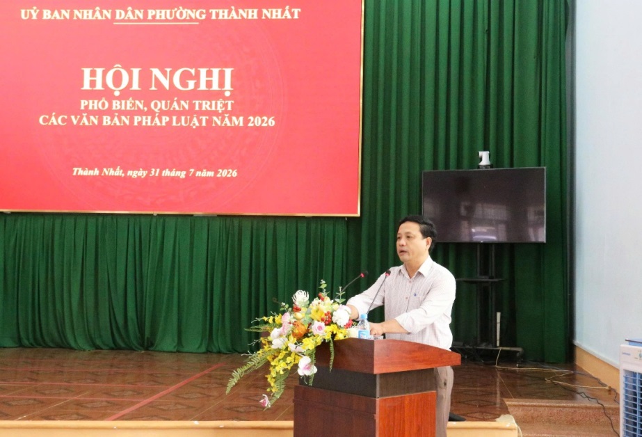 UBND phường Thành Nhất tổ chức Hội nghị tuyên truyền, phổ biến pháp luật năm 2026