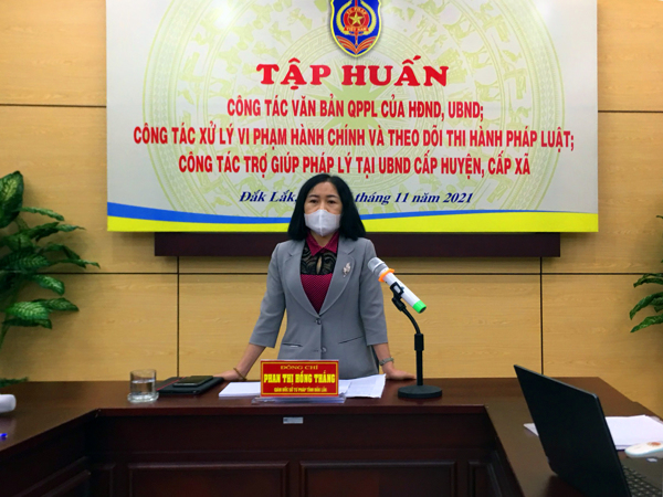Hội nghị tập huấn trực tuyến về  công tác văn bản quy phạm pháp luật của HĐND,UBND; công tác xử lý vi phạm hành chính và theo dõi thi hành pháp luật và công tác trợ giúp pháp lý tại UBND cấp huyện, cấp xã