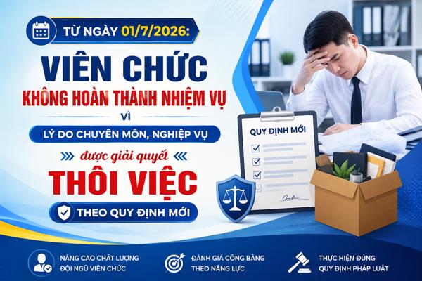 Từ ngày 01/7/2026: Viên chức không hoàn thành nhiệm vụ vì lý do chuyên môn, nghiệp vụ được giải quyết thôi việc theo quy định mới