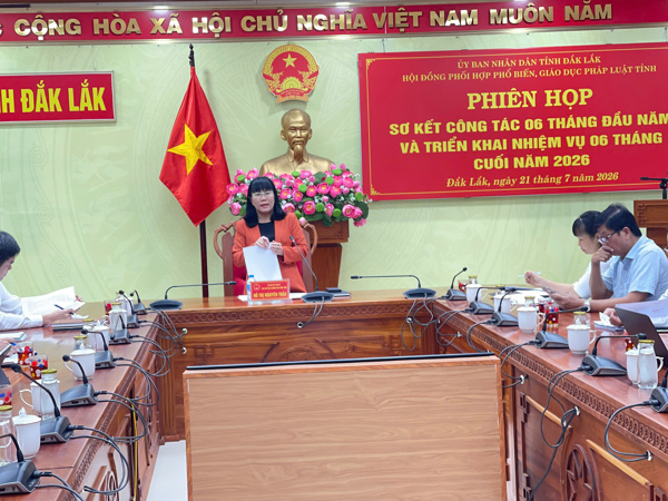 Hội đồng phối hợp phổ biến, giáo dục pháp luật tỉnh tổ chức Phiên họp sơ kết 06 tháng đầu và triển khai nhiệm vụ 06 tháng cuối năm 2026 