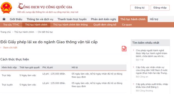 Triển khai dịch vụ công trực tuyến đổi giấy phép lái xe trên Cổng Dịch vụ công quốc gia