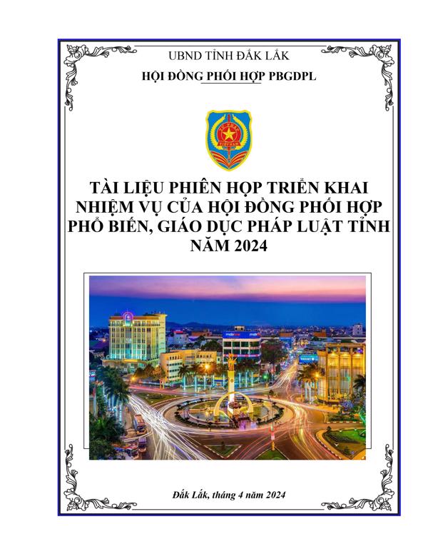 Tài liệu Phiên họp triển khai nhiệm vụ của Hội đồng phối hợp  phổ biến, giáo dục pháp luật tỉnh năm 2024