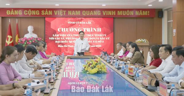 Bí thư Tỉnh ủy Lương Nguyễn Minh Triết làm việc với đơn vị bầu cử Đại biểu Quốc hội khóa XVI số 5