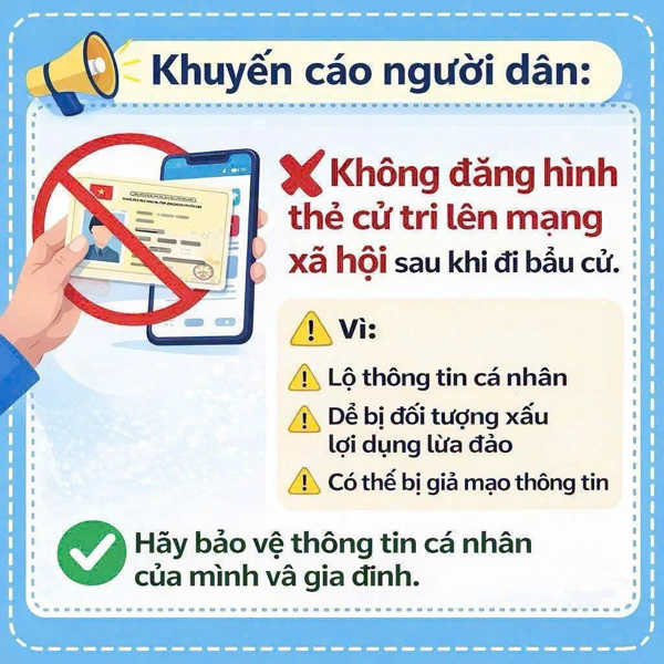 Khuyến cáo người dân: Không đăng hình thẻ cử tri lên mạng xã hội