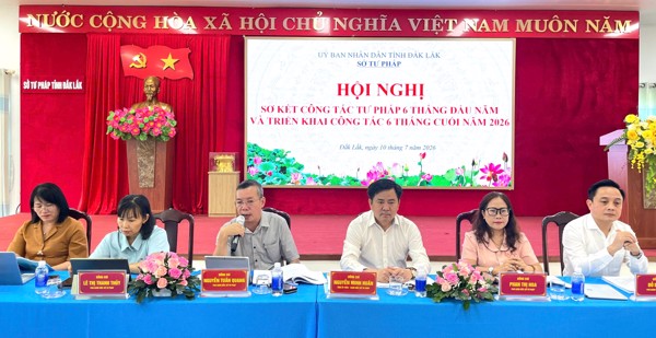 Sở Tư pháp tỉnh Đắk Lắk tổ chức Hội nghị sơ kết công tác tư pháp  6 tháng đầu năm và triển khai nhiệm vụ 6 tháng cuối năm 2026
