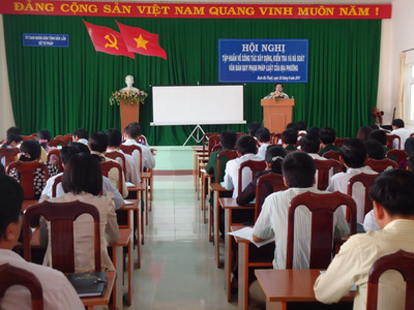 Sở Tư pháp tổ chức Hội nghị tập huấn nghiệp vụ xây dựng, kiểm tra và rà soát văn bản quy phạm pháp luật