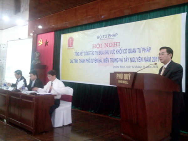 Hội nghị tổng kết công tác thi đua khu vực khối cơ quan Tư pháp các tỉnh, thành phố duyên hải Miền Trung và Tây Nguyên 