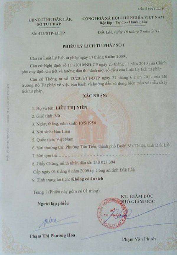 Bộ Tư pháp ban hành Công văn hướng dẫn chế độ thu, nộp, quản lý và sử dụng lệ phí cấp Phiếu lý lịch tư pháp