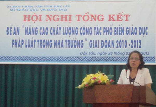 Hội nghị tổng kết Đề án “Nâng cao chất lượng công tác phổ biến, giáo dục pháp luật trong nhà trường” giai đoạn 2010 - 2012 trên địa bàn tỉnh