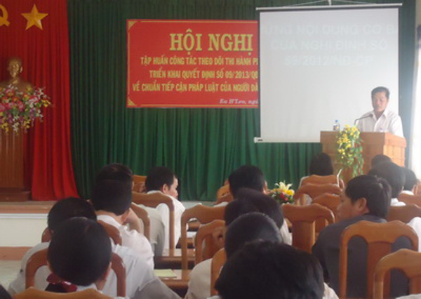 Huyện Ea H’leo tổ chức tập huấn theo dõi thi hành pháp luật và Quyết định 09/2013/QĐ-TTg của Thủ tướng Chính phủ.