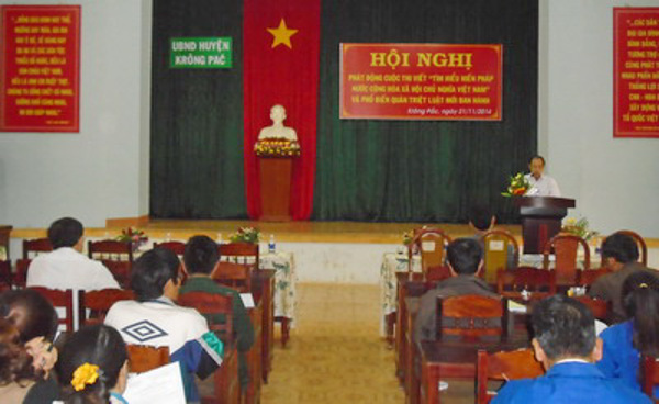 Huyện Krông Pắk tổ chức Hội nghị phát động Cuộc thi viết “Tìm hiểu Hiến pháp nước Cộng hòa xã hội chủ nghĩa Việt Nam” và phổ biến, quán triệt các Luật mới ban hành