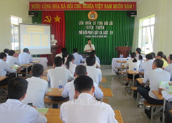 Tuyên truyền, phổ biến pháp luật lao động, Luật Công đoàn và các quy định pháp luật hiện hành cho người lao động trong các doanh nghiệp dân danh và doanh nghiệp có vốn đầu tư nước ngoài năm 2015