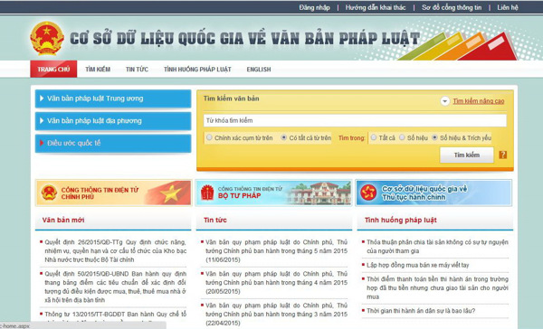 Khai thác, sử dụng miễn phí Cơ sở dữ liệu quôc gia về pháp luật