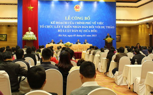 Từ ngày 05/01/2015 đến hết ngày 05/04/2015, Chính phủ tổ chức lấy ý kiến Nhân dân đối với Dự thảo Bộ luật Dân sự (sửa đổi)