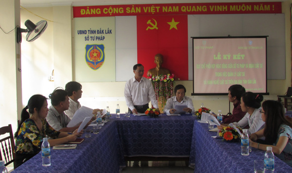 Tổ chức Lễ ký kết “Quy chế phối hợp hoạt động giữa Sở Tư pháp và Đoàn Luật sư trong việc quản lý luật sư và hành nghề luật sư trên địa bàn tỉnh"